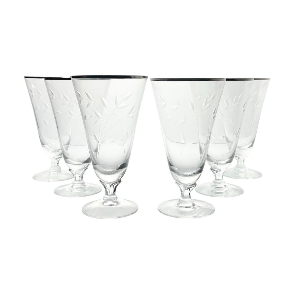 Fostoria “Bridal Belle” Set of 6 Iced Tea Glasses 6 1/2” 12oz Signed